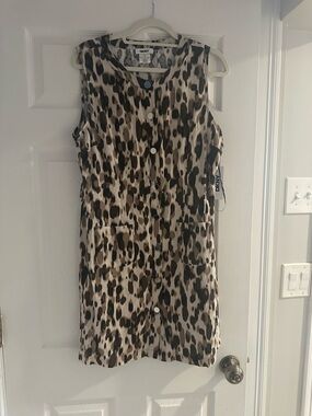 DKNY Leopard Print Sleeveless Mini Dress in Brown and Black
